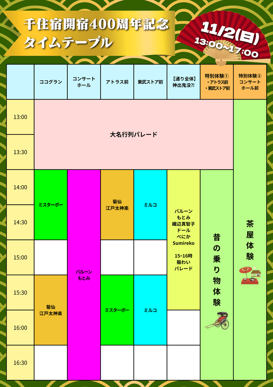 【千住宿開宿400年記念!!】江戸タイムスリップイベントタイムテーブル解禁📝✨-photo